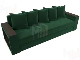 Диван прямой Дубай Лайт полки слева ( Зеленый )