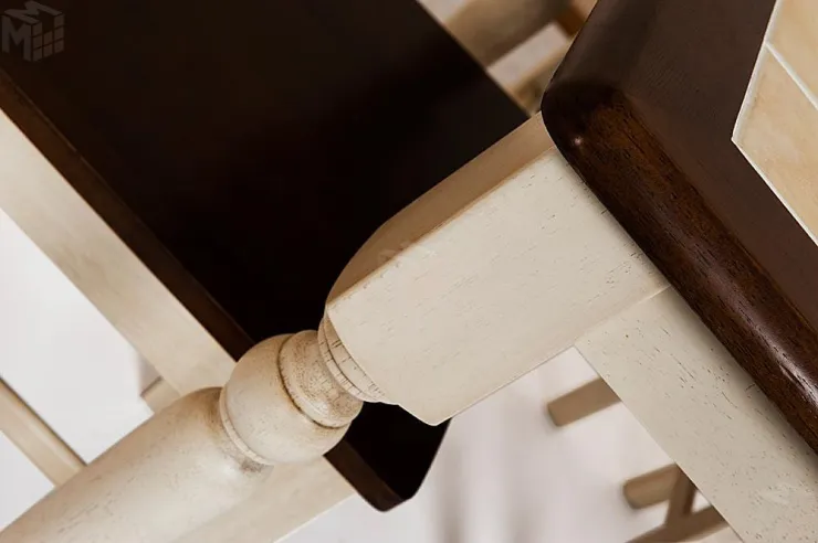 Стол обеденный CT 3045P с плиткой дерево гевея/плитка, Античный белый/Тёмный Дуб, рисунок-Дерево (4994)