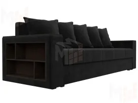 Диван прямой Дубай Лайт полки слева ( Черный )