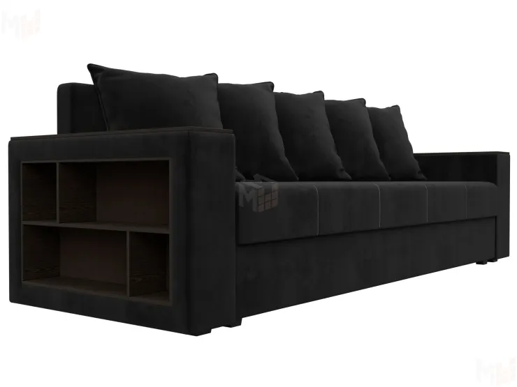 Диван прямой Дубай Лайт полки слева ( Черный )