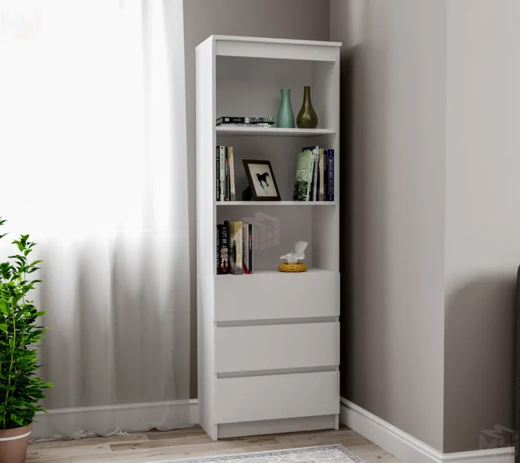 Стеллаж Челси (белый/белый глянец)