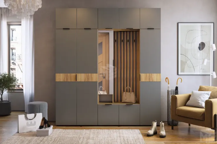 Прихожая Бери К1 дуб крафт золотой/графит