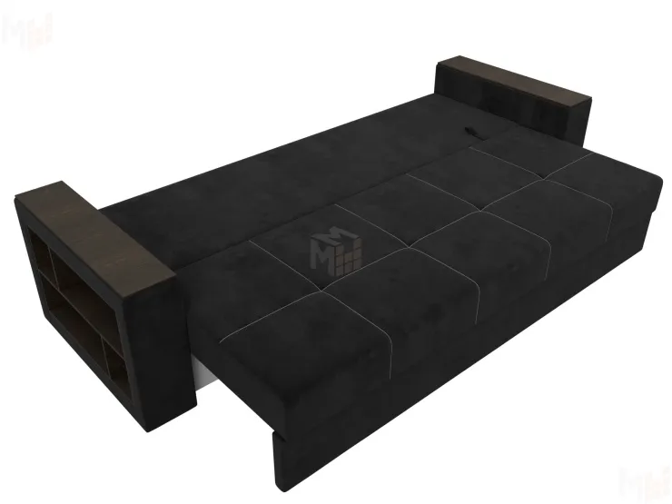 Диван прямой Дубай Лайт полки слева ( Черный )
