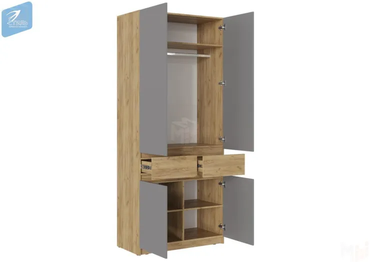 Шкаф Бостон ШК-001 (крафт золотой/серый шифер)