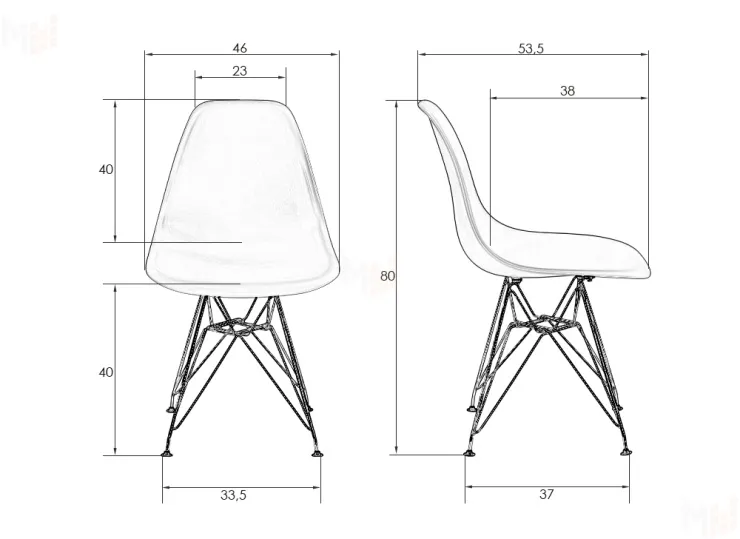 Стул обеденный DOBRIN DSR (ножки хром, цвет голубой (BE-02))