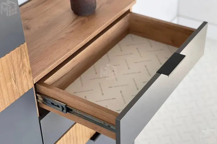 Стенка в гостиную Бери дуб крафт золотой/графит