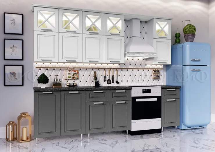 Кухня Констанция 2,0/900 комп. №4 белый снег софт/графит софт