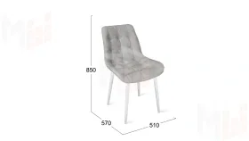 Стул BOSTON  Белый муар, Велюр V004 светло-серый