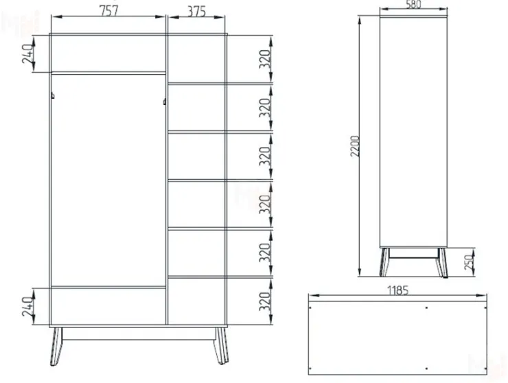 Шкаф трёхдверный Калгари