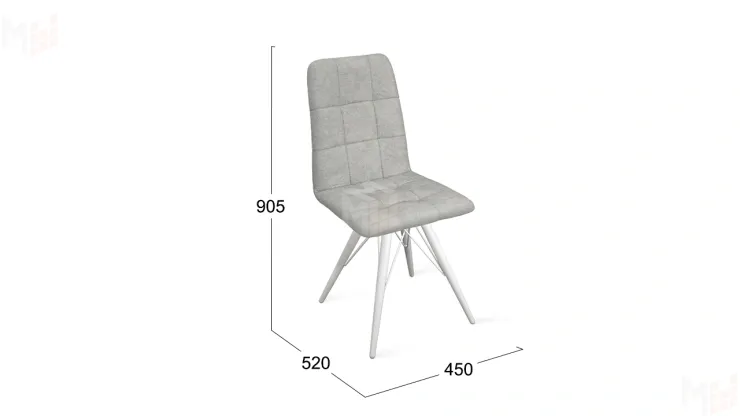 Стул Аспен К3 Белый матовый, Велюр Duna Silver