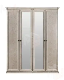 Шкаф Афина 4-дверный (2+2) с зеркалом крем корень