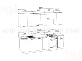 Кухня Техно New 2,6 комп. №3 Пудра софт/Ультрамарин софт