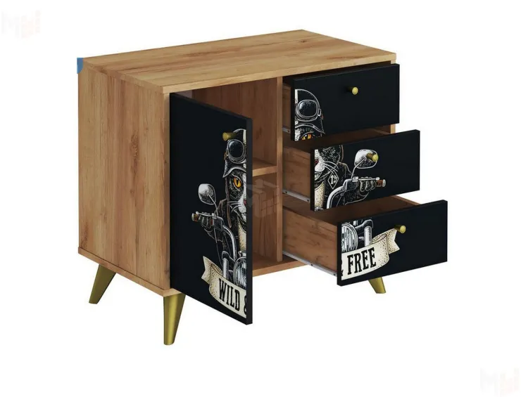 Комод Фьюжн КМ-002 крафт золотой/Biker Cat
