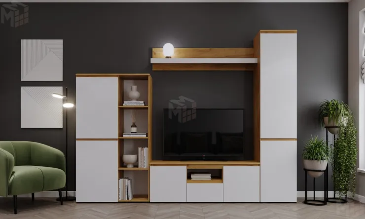 Гостиная ГРЕТТА Дуб Крафт золотой - Белый №4