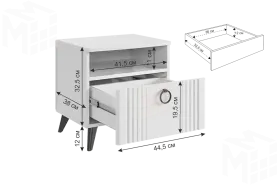 Тумба прикроватная Ева  белое дерево/белый матовый