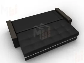 Диван прямой с декором Лига-096 НПБ ( Черный\Белый )