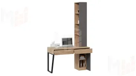 Стол письменный со шкафом комбинированным Порто - СМ-393.15.012 Яблоня Беллуно, Графит софт