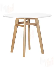 Стол обеденный DOBRIN ALBERT'90 (белая столешница, основание светлый бук)
