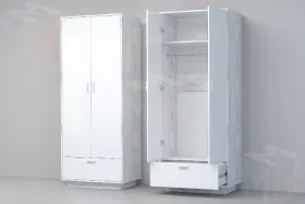 Шкаф ШК-1 ПД Эго Бетон Светлый/Белый Глянец