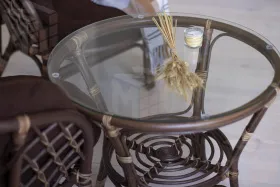 Столик из ротанга "Багама" круглый со стеклом