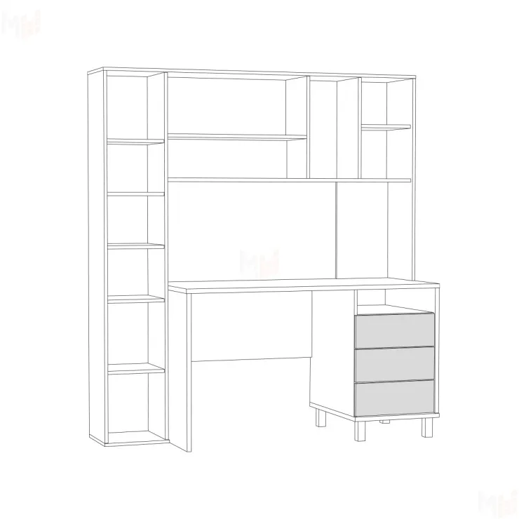 Стол рабочий Комфорт 12.95 N Дуб сонома, Белый шагрень