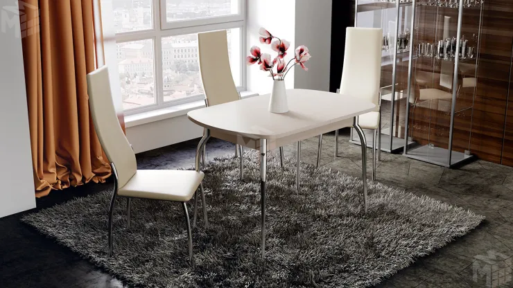 Стул Кредо Хром, к/з Бежевый Ваниль 890