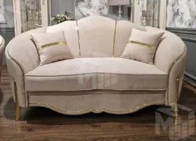 Диван Лара 2х местный бежевый золото (французская раскладушка)