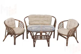 Комплект Багама с диваном с простыми  подушками и овальным столом