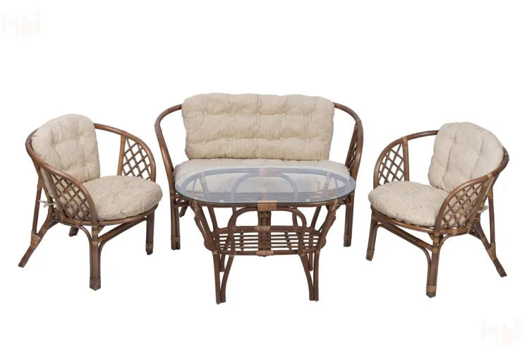 Комплект Багама с диваном с простыми  подушками и овальным столом