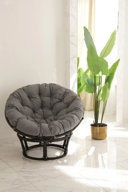 Кресло Папасан 23/01 с серой подушкой
