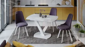 Стол обеденный Салерно Тип 1 Белый муар Стекло матовое белое