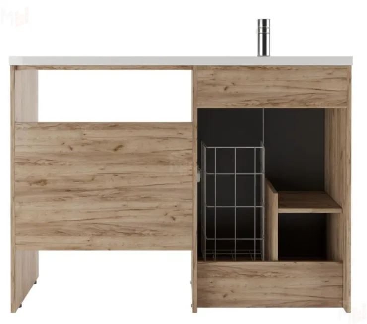 Тумба под умывальник "Космос 120" Craft с корзиной Домино