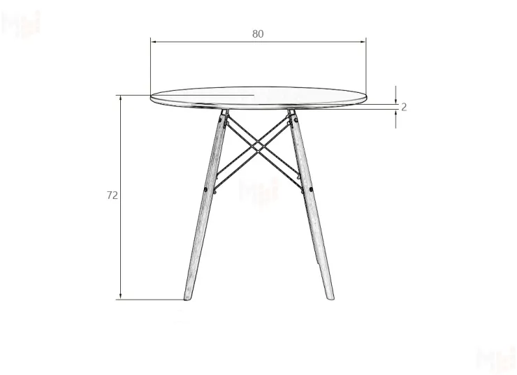 Стол обеденный DOBRIN CHELSEA`80 (ножки светлый бук, столешница белая)