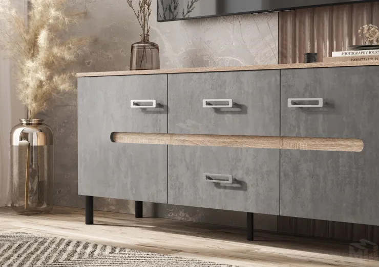 Тумба ТВ Ким (металл) Сонома/Бетон темный