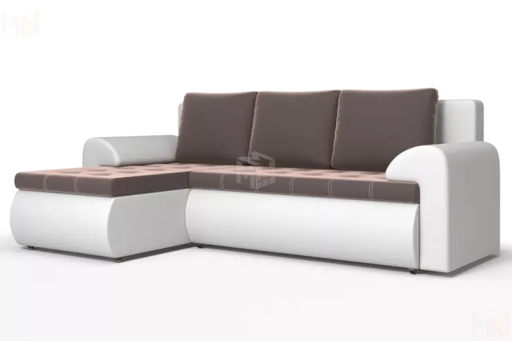 Угловой диван Ванкувер (левый)  Белый, Коричневый