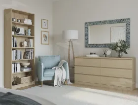 S00371 Варма 80 стеллаж 78х198х28 шпон дуб, беленый