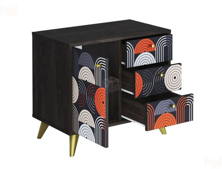 Комод Фьюжн Арт КМ-002 камень угольный/Vinil