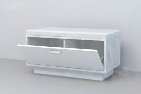 Обувница Об-1  ПД Эго  Бетон Светлый/Белый Глянец