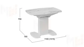 Стол обеденный Портофино - СМ(ТД)-105.01.11(1) Белый глянец, Стекло глянцевое белый мрамор