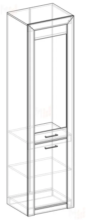 Витрина №1 (полки стекло) Коллекция Мартина (Дуб приморский/Дуб юкон)