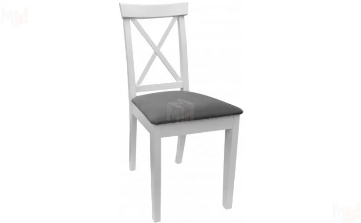 Стул деревянный с мягким сиденьем Бергольф Белый/Серый велюр