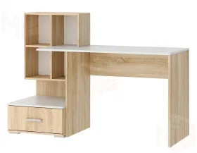 Компьютерный стол ПКС-10 Дуб Сонома - Белый глянец