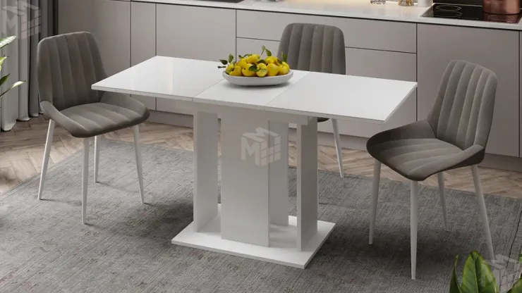 Стол раздвижной Кёльн Тип 1 Белый, Стекло Белый глянец