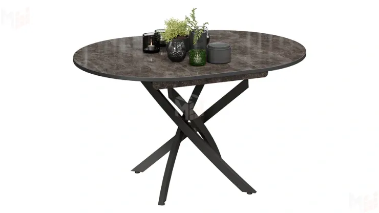 Стол обеденный Diamond Тип 3 - КМ+02.68.000.168 Черный муар, Ателье темный глянец