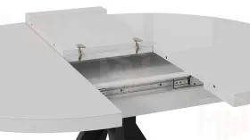 Стол обеденный раздвижной Стокгольм Тип 1  Черный муар, Стекло глянцевое белое