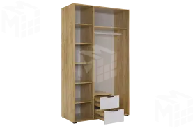 Шкаф трехдверный Адам  с зеркалом дуб крафт золотой/белое дерево