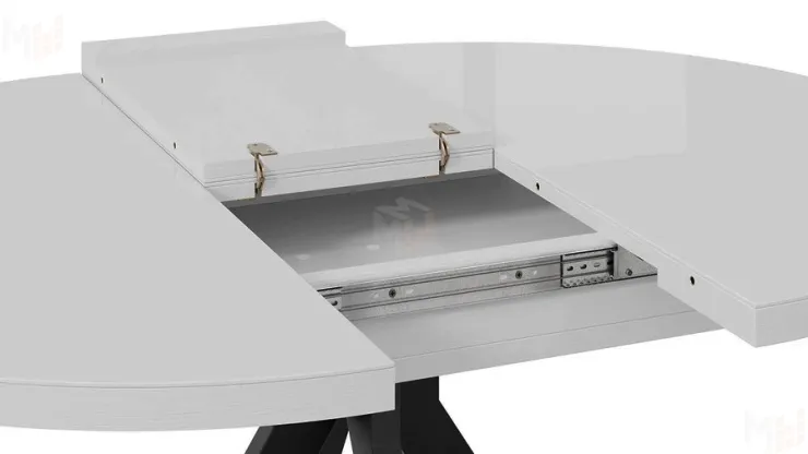 Стол обеденный раздвижной Стокгольм Тип 1  Черный муар, Стекло глянцевое белое