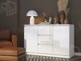 Комод Челси 2 двери 3 ящика (белый/белый глянец)