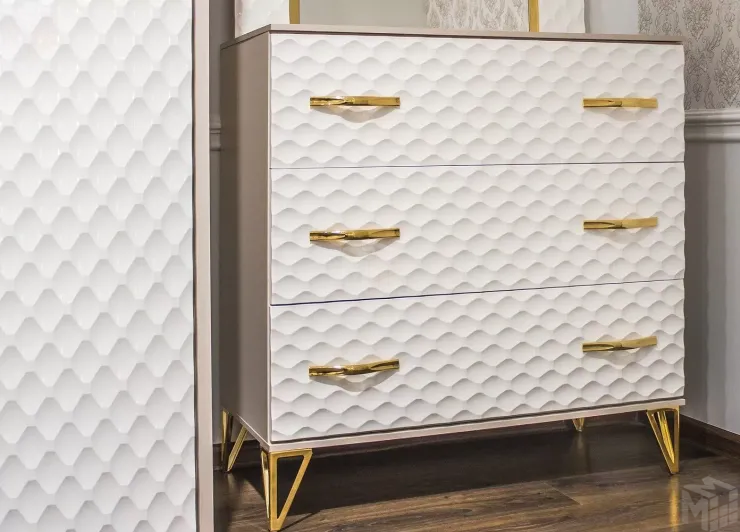 Комод Lara 3 ящика белый глянец