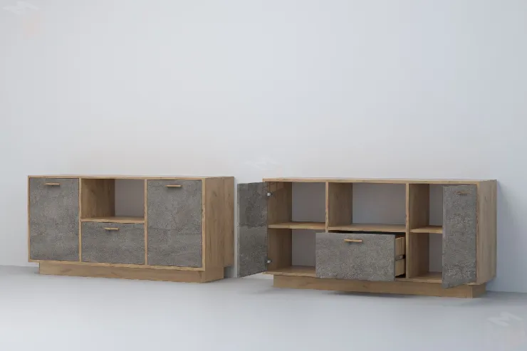 Тумба Т-2 ПД Эго Дуб Крафт Золотой/Камень Темный